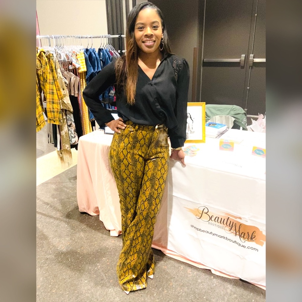 Snake Print Flare Leg Pants